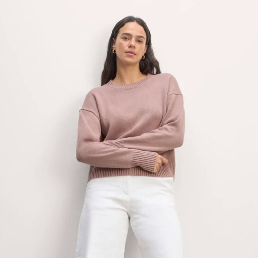 Everlane Dusty Rose The Boxy Sweater in Everyday Cotton (Size S)